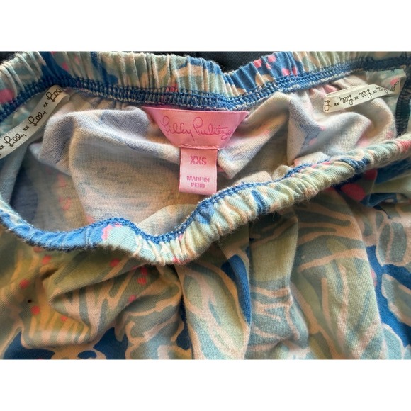 Lilly Pulitzer Strapless Mini Dress Blue Pink Floral Shells Elastic Waist - Picture 4 of 5